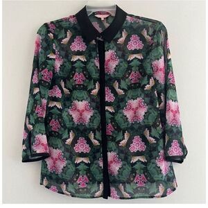 Ted Baker Black and Pink Floral Blouse